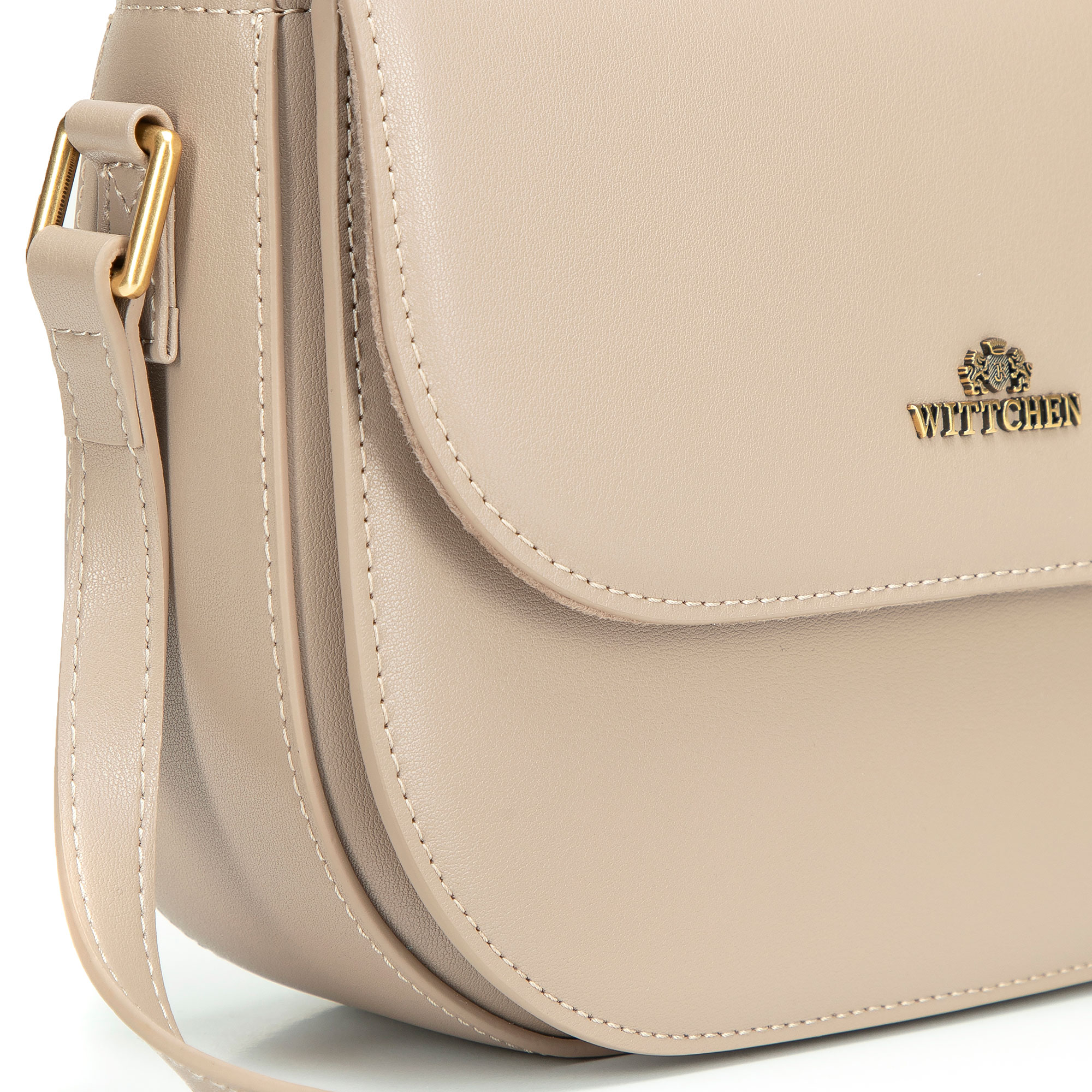 Béžová dámska crossbody kabelka Wittchen z prírodnej kože s čistým vzhľadom, Vyberte variant béžová