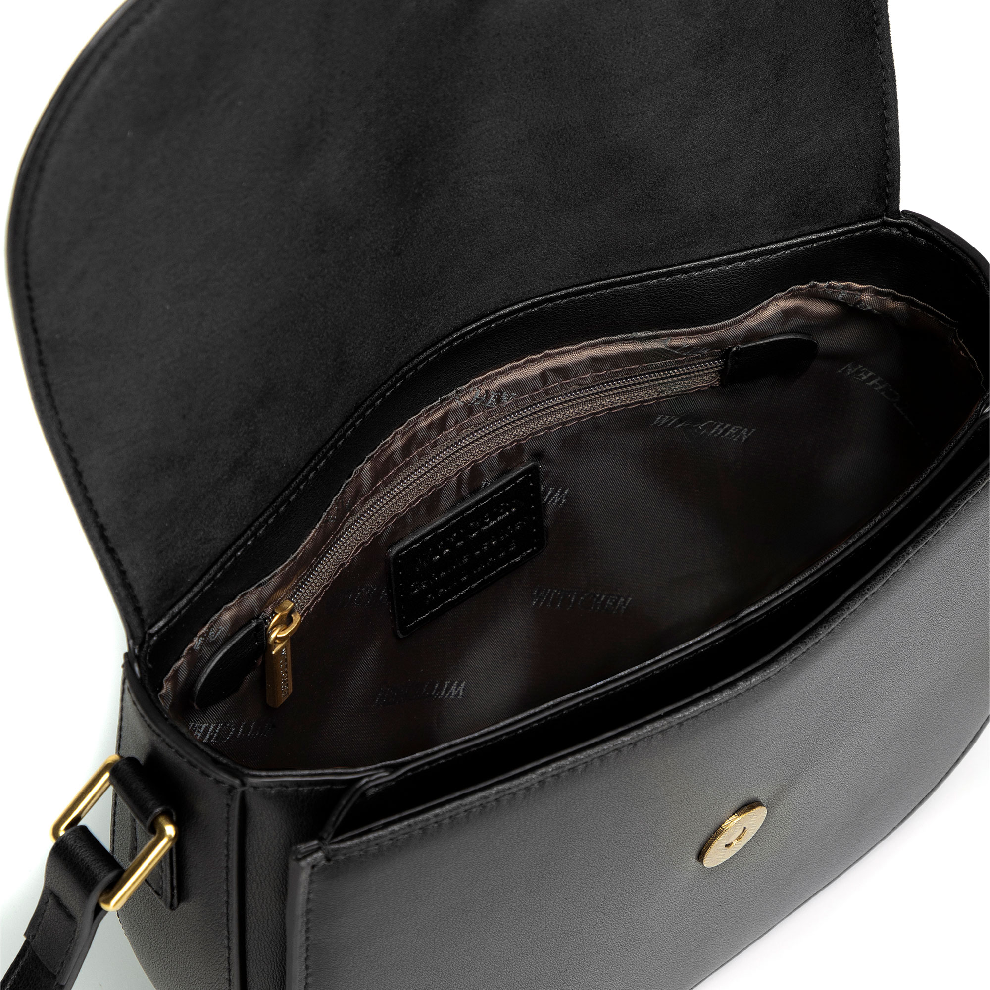 Čierna dámska crossbody kabelka Wittchen z prírodnej kože s moderným dizajnom, Vyberte variant čierna