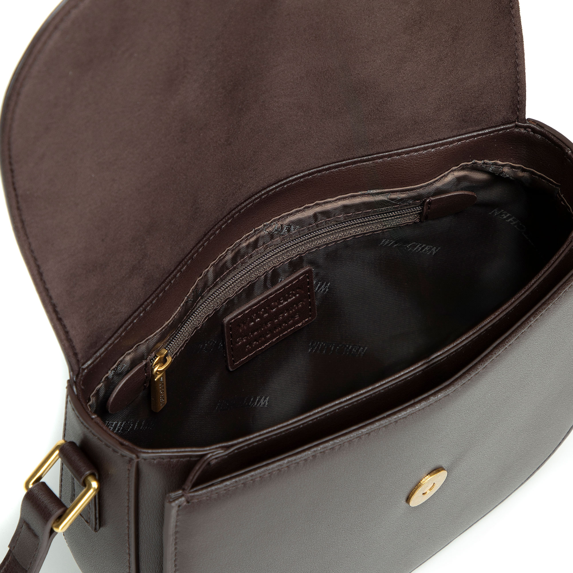 Tmavohnedá dámska crossbody kabelka Wittchen z prírodnej kože s elegantným vzhľadom, Vyberte variant tmavohnedá