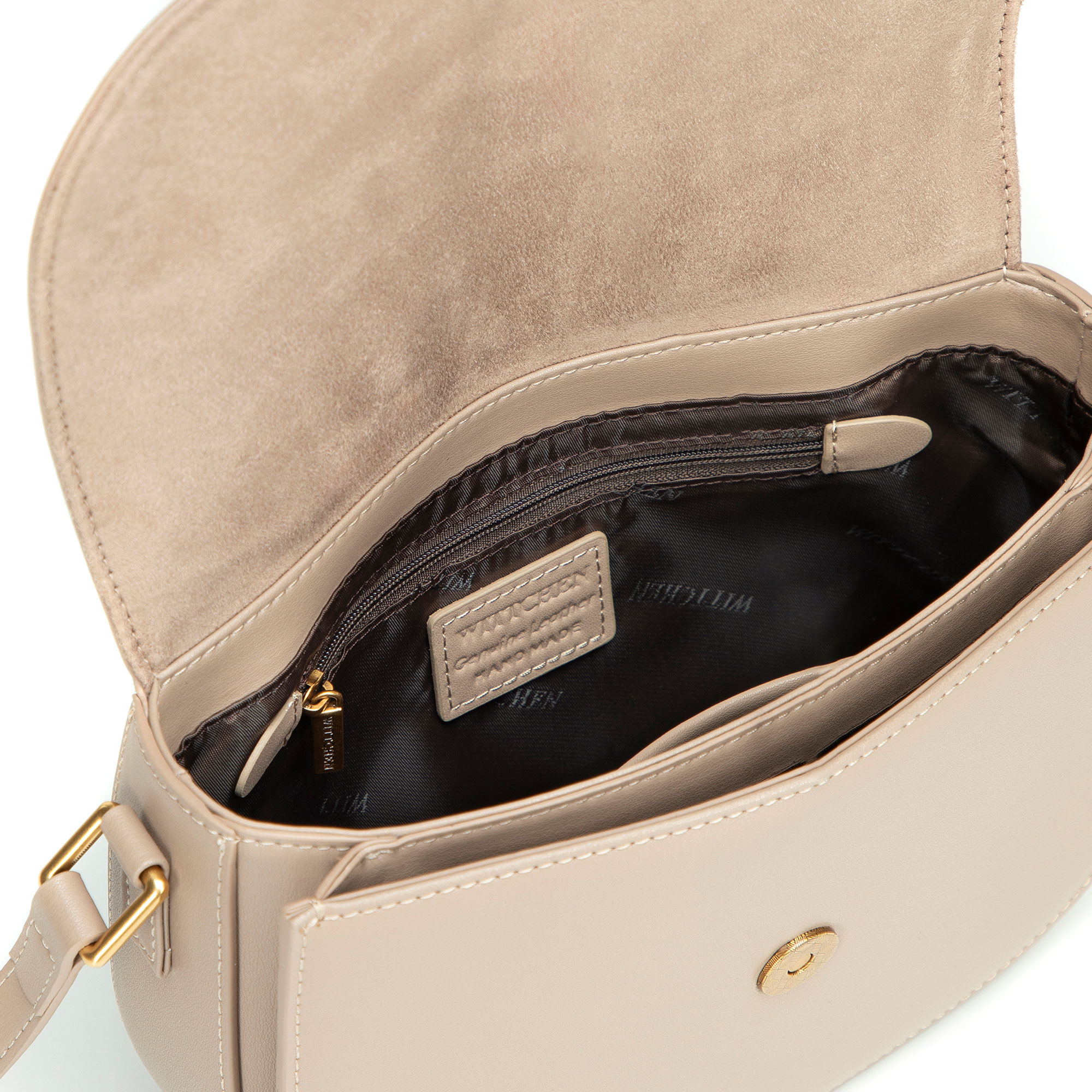 Béžová dámska crossbody kabelka Wittchen z prírodnej kože s čistým vzhľadom, Vyberte variant béžová