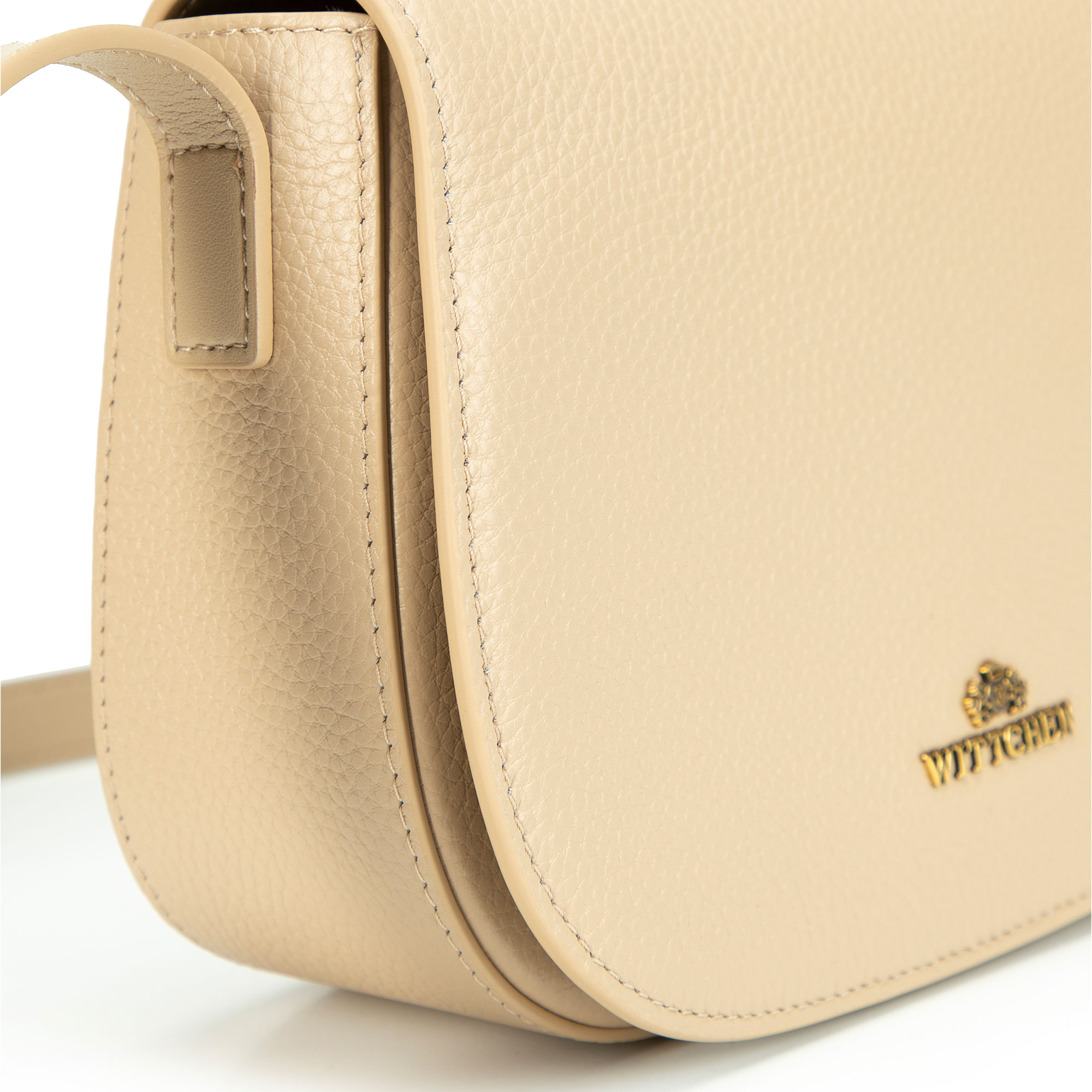 Béžová dámska crossbody kabelka Wittchen z prírodnej kože s výrazným vzhľadom, Vyberte variant béžová