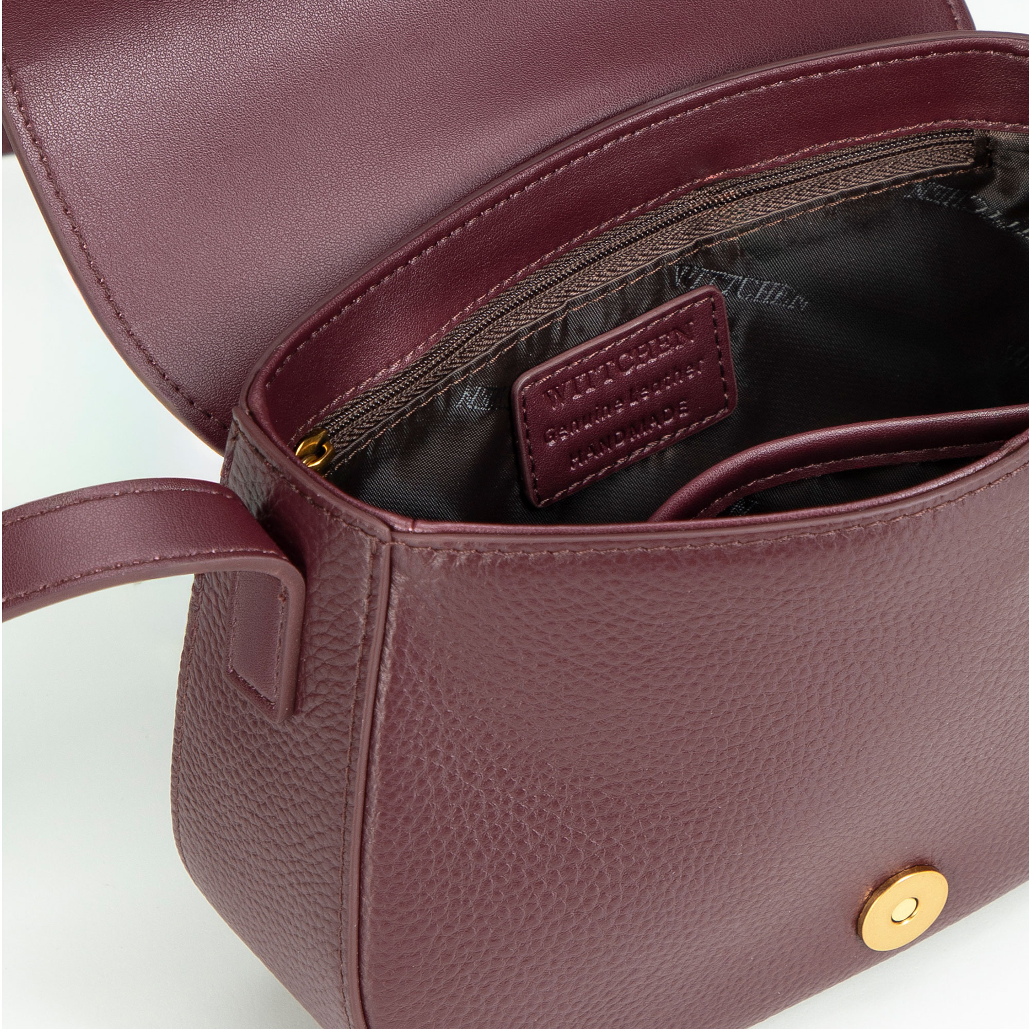 Bordová dámska crossbody kabelka Wittchen z prírodnej kože s nadčasovým vzhľadom, Vyberte variant bordová