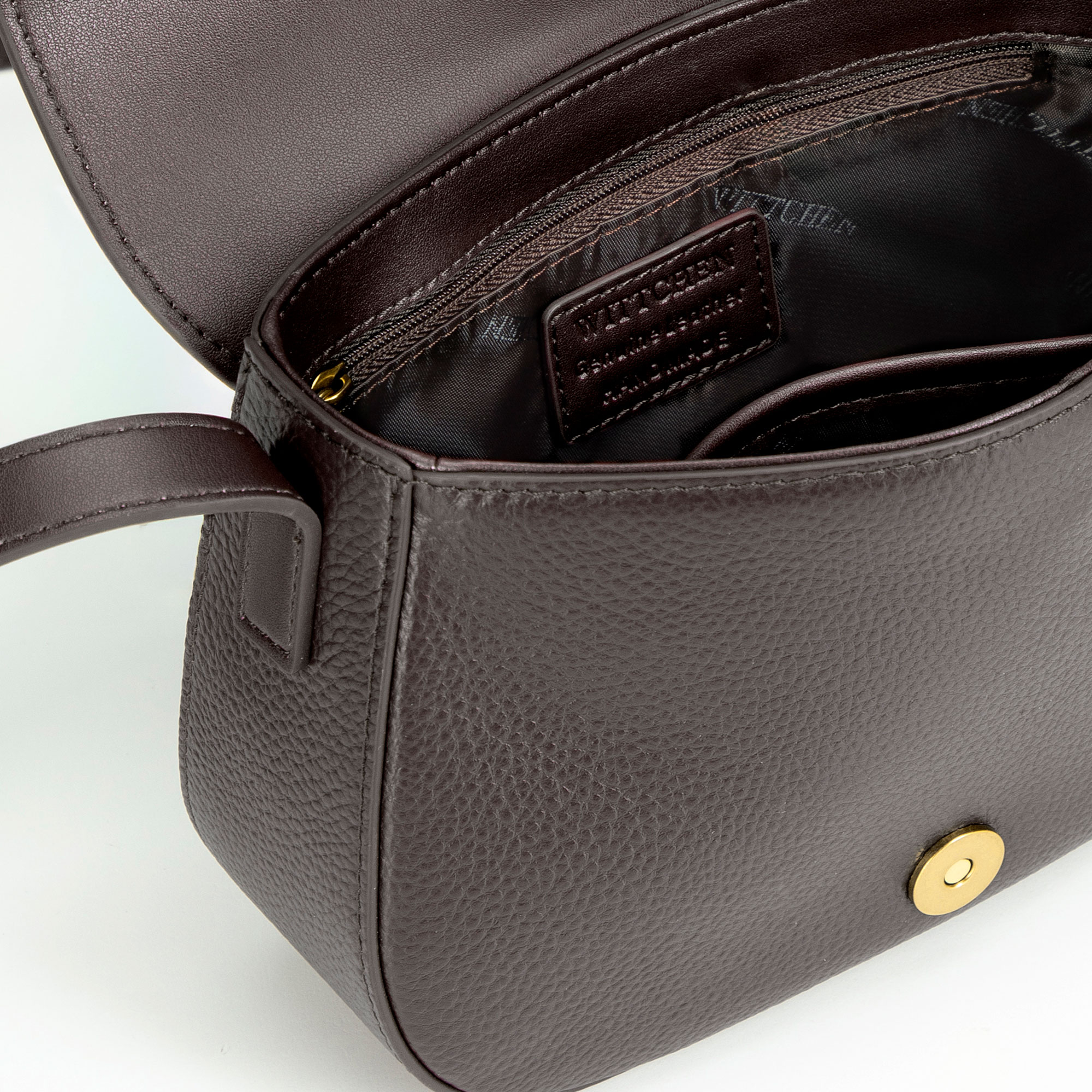 Tmavohnedá dámska crossbody kabelka Wittchen z prírodnej kože s mestským vzhľadom, Vyberte variant tmavohnedá