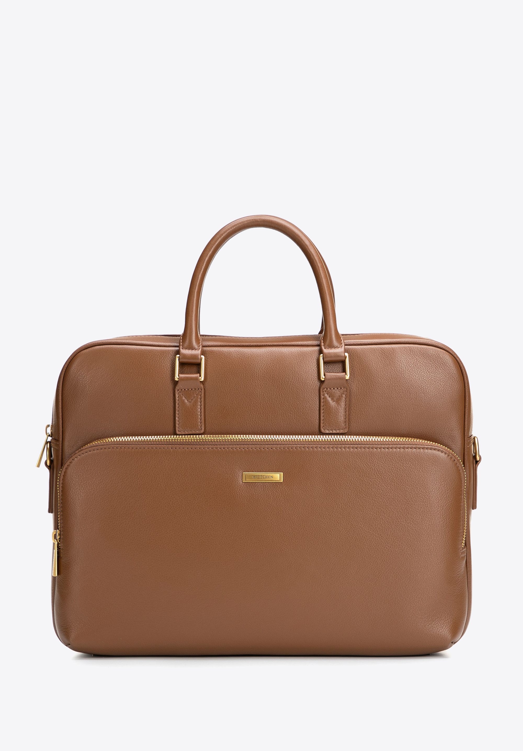 Skórzana męska torba na laptopa 15,6”, jasny brąz, 102-3U-602-5, Zdjęcie 1