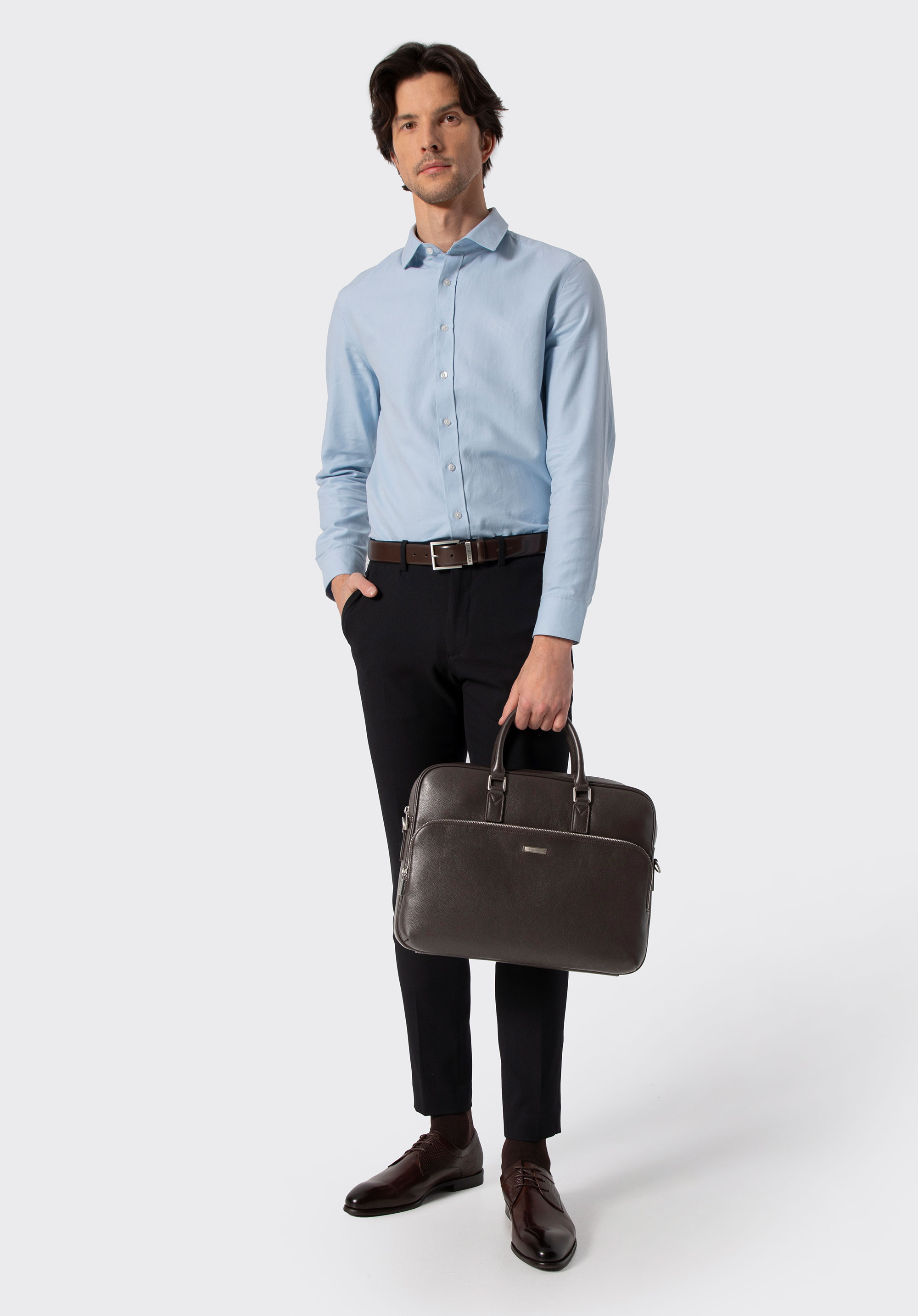 Skórzana męska torba na laptopa 15,6”, ciemny brąz, 102-3U-602-4, Zdjęcie 1