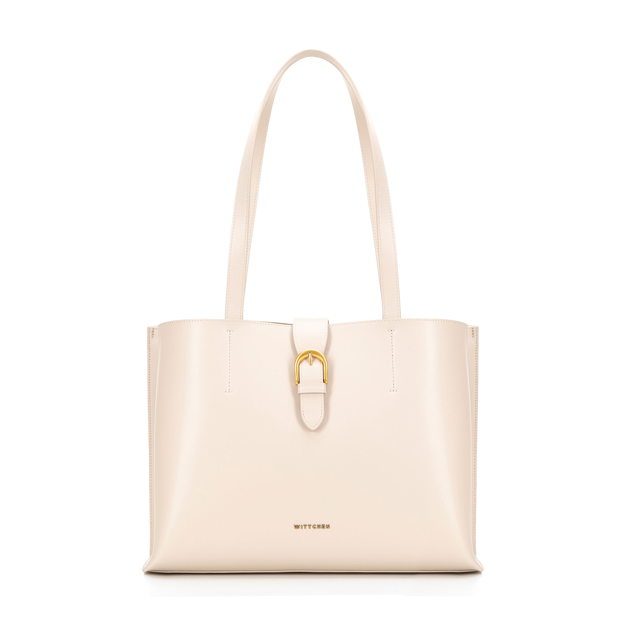 Krémová dámska shopper kabelka Wittchen z prírodnej kože s moderným vzhľadom, Vyberte variant krémová