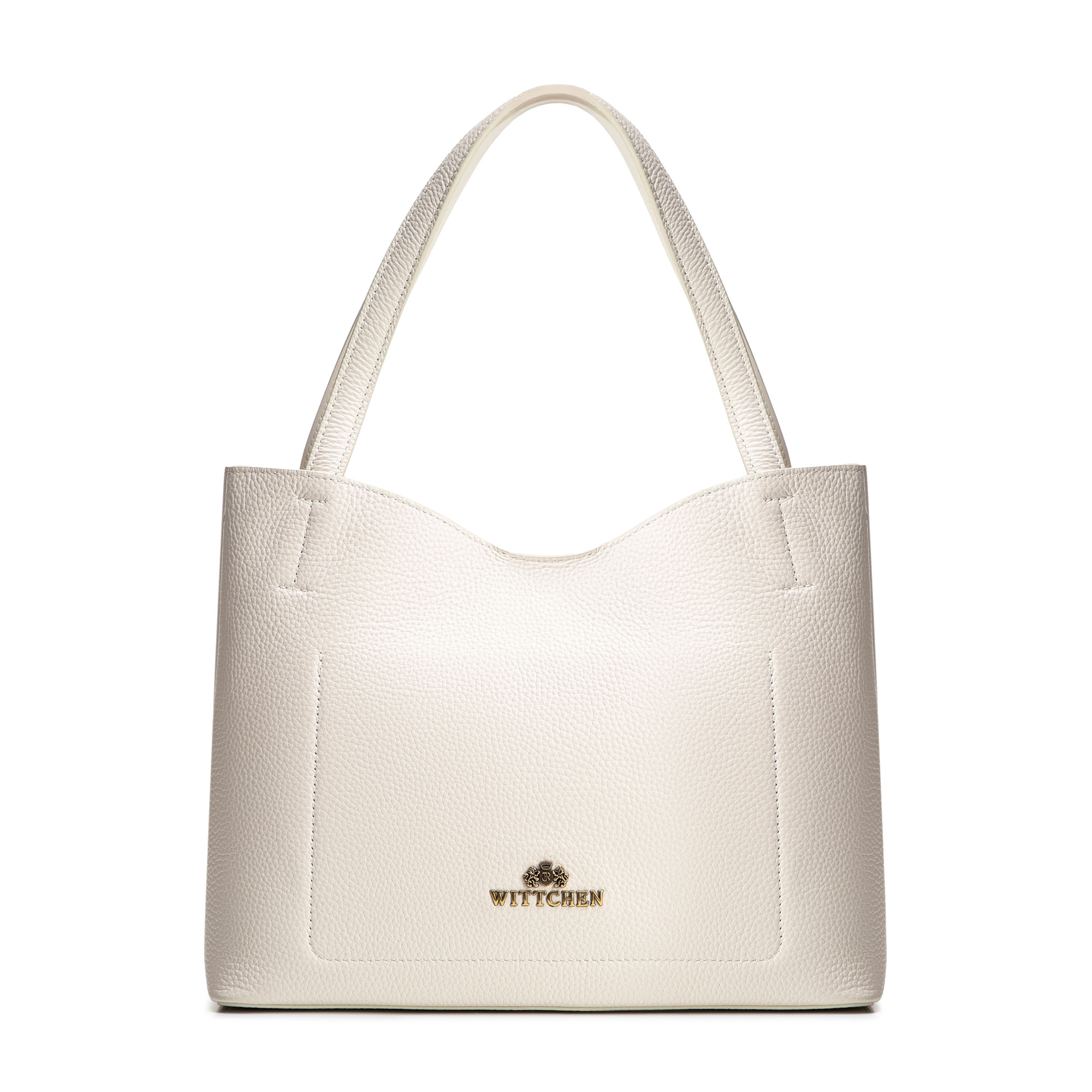 Krémová kožená shopper kabelka s vnútornou taštičkou 100-4E-219-0, Vyberte variant krémová