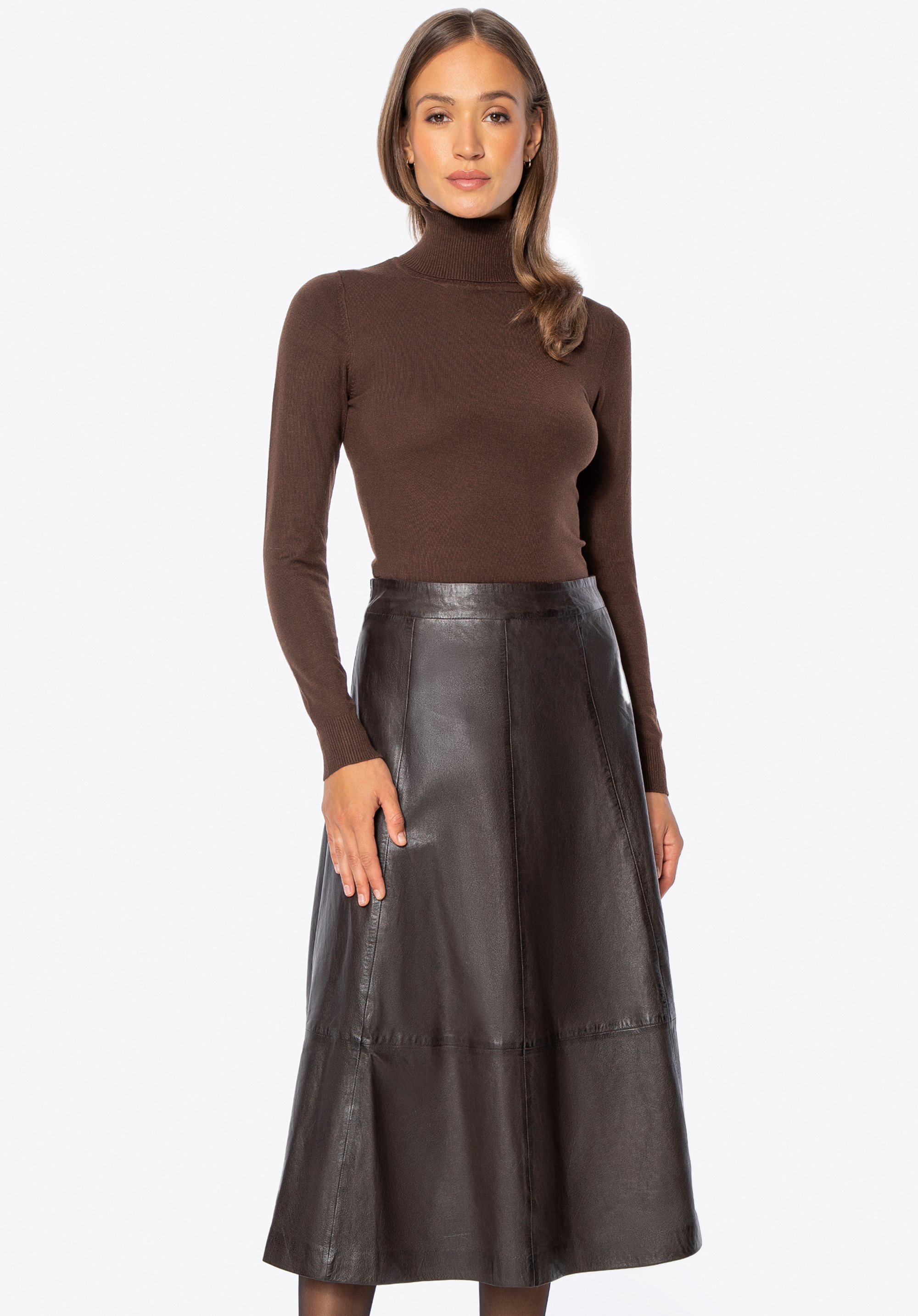 Midi leather skirt