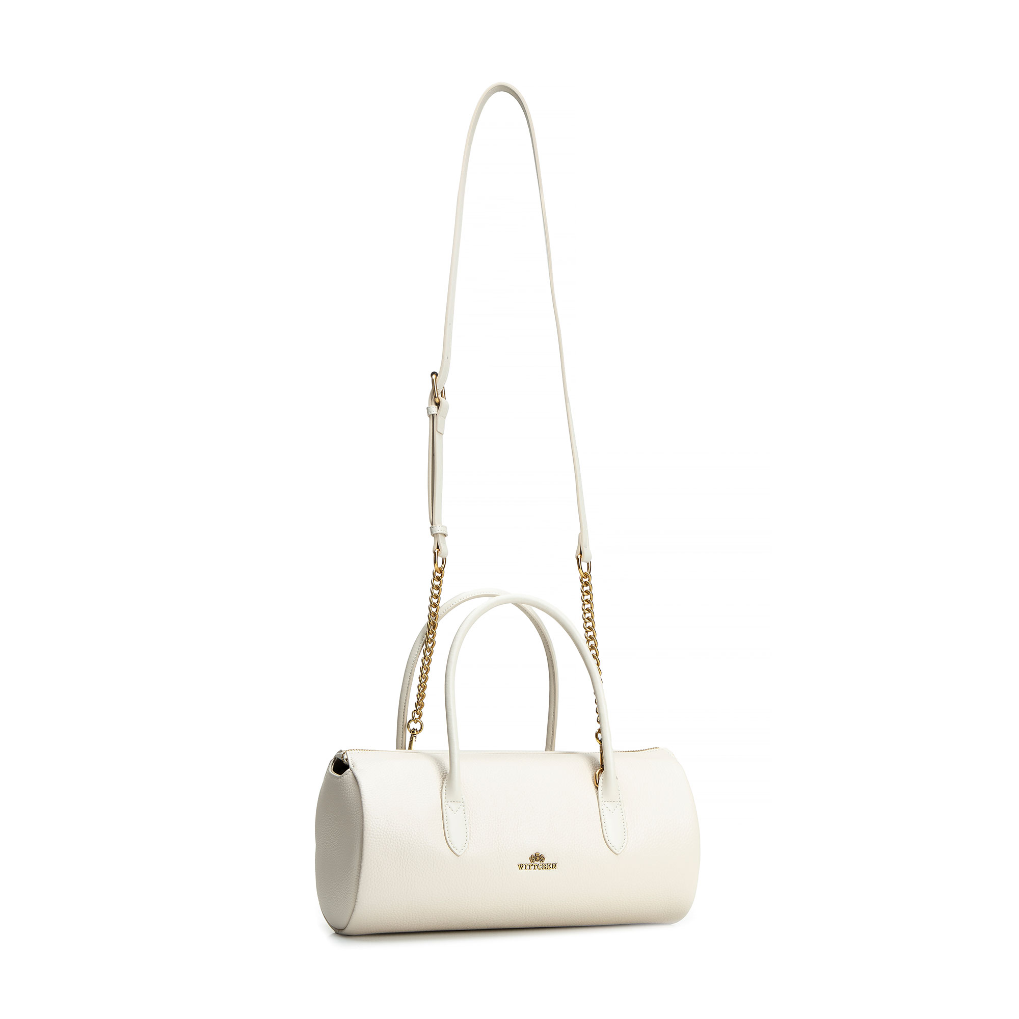 Smotanová dámska crossbody kabelka Wittchen z prírodnej kože s retiazkovým detailom, Vyberte variant ecru