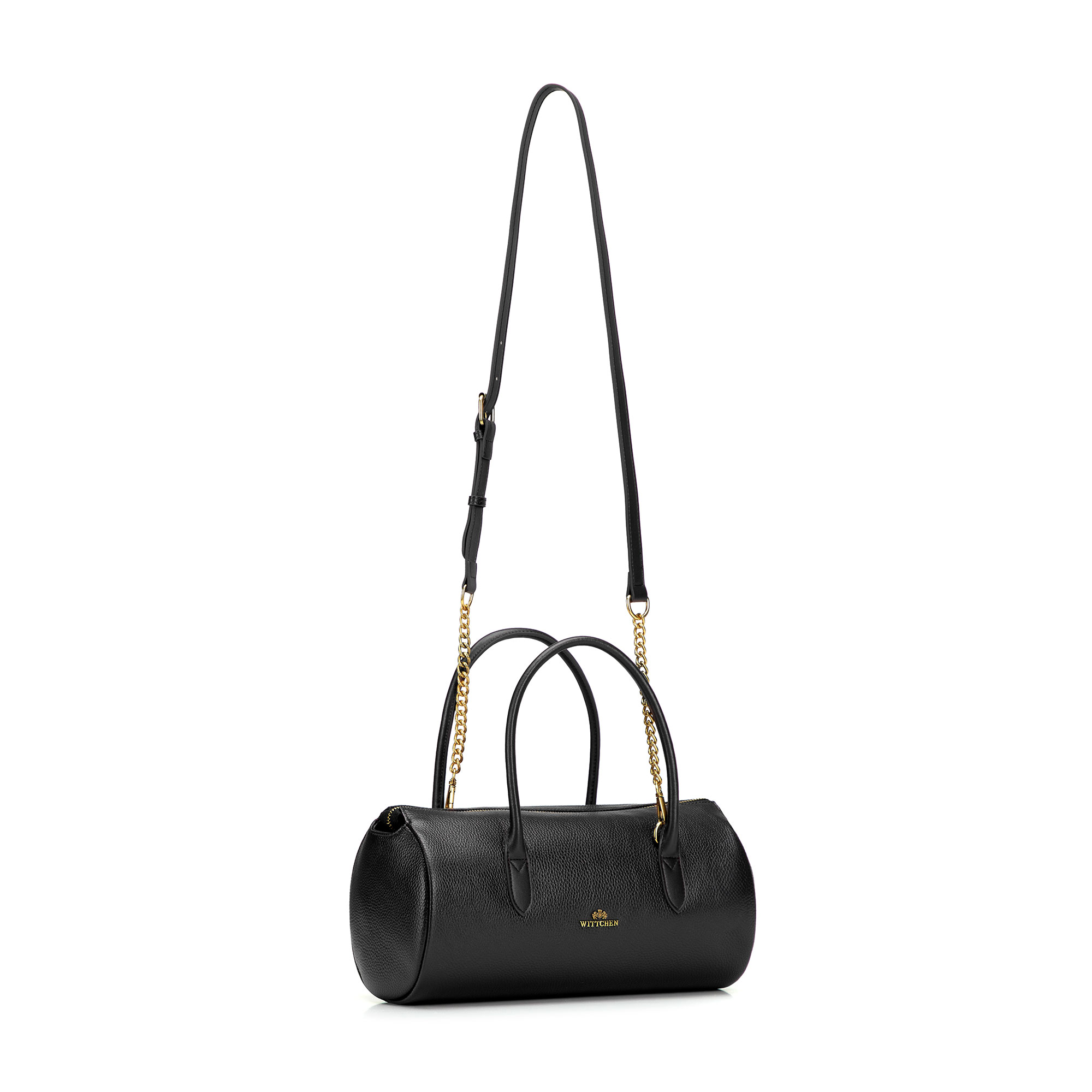 Čierna dámska crossbody kabelka Wittchen z prírodnej kože s retiazkovým detailom, Vyberte variant čierna