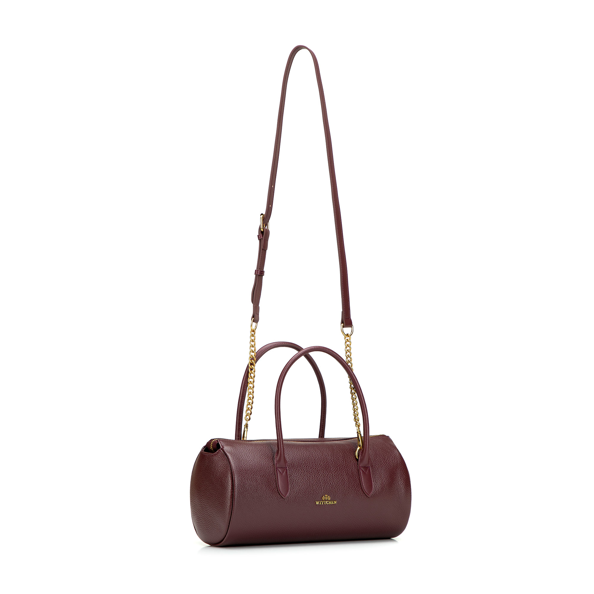 Bordová dámska crossbody kabelka Wittchen z prírodnej kože s retiazkovým detailom, Vyberte variant bordová