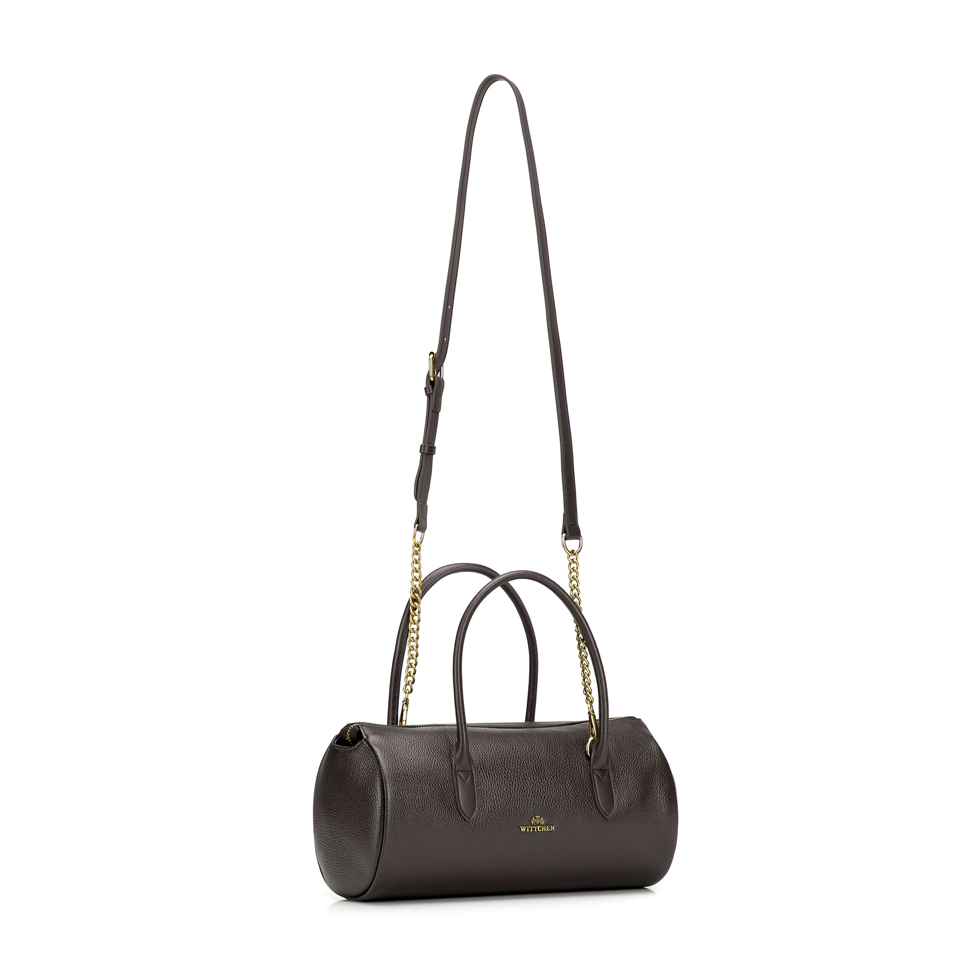 Tmavohnedá dámska crossbody kabelka Wittchen z prírodnej kože s retiazkovým detailom a elegantným vzhľadom, Vyberte variant tmavohnedá