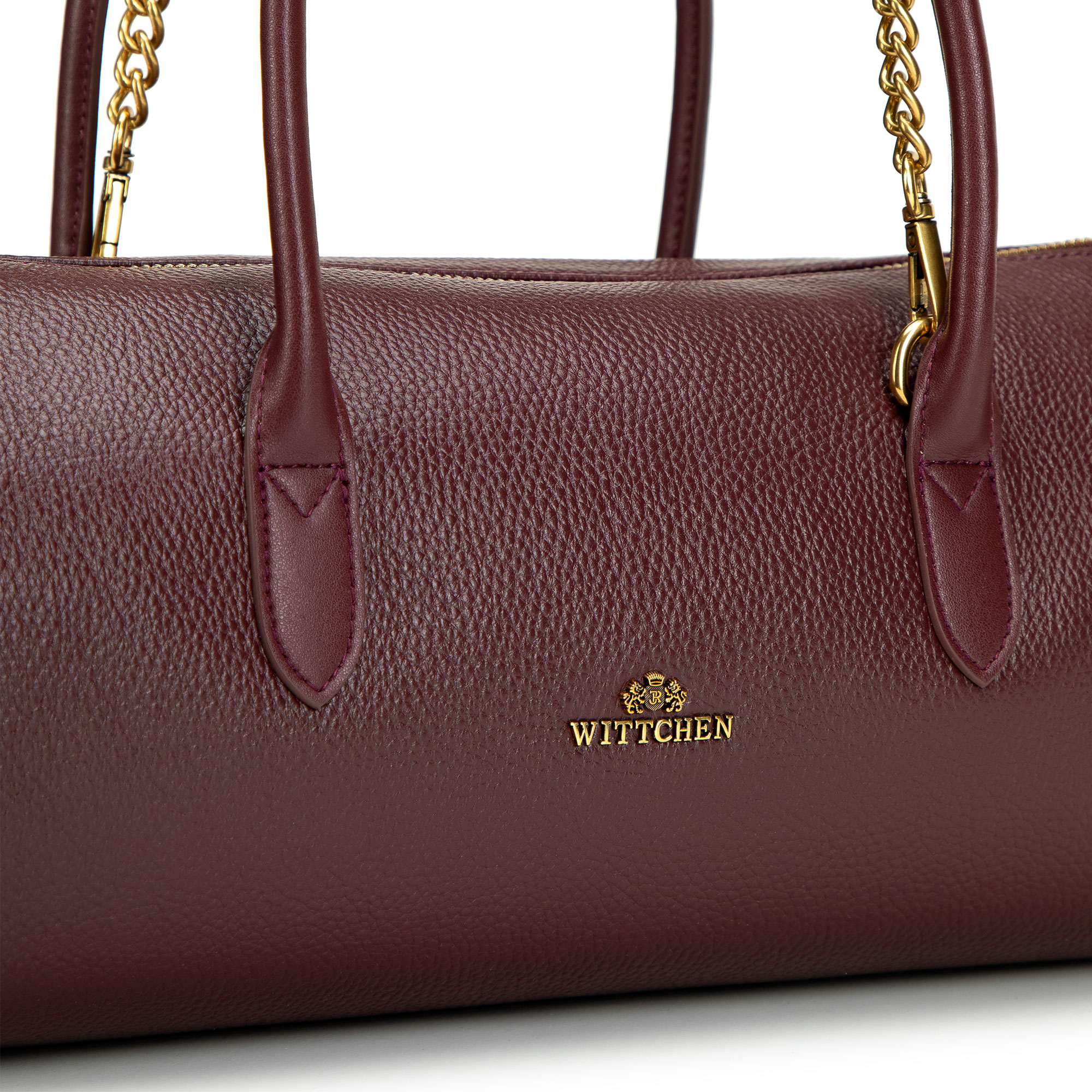 Bordová dámska crossbody kabelka Wittchen z prírodnej kože s retiazkovým detailom, Vyberte variant bordová
