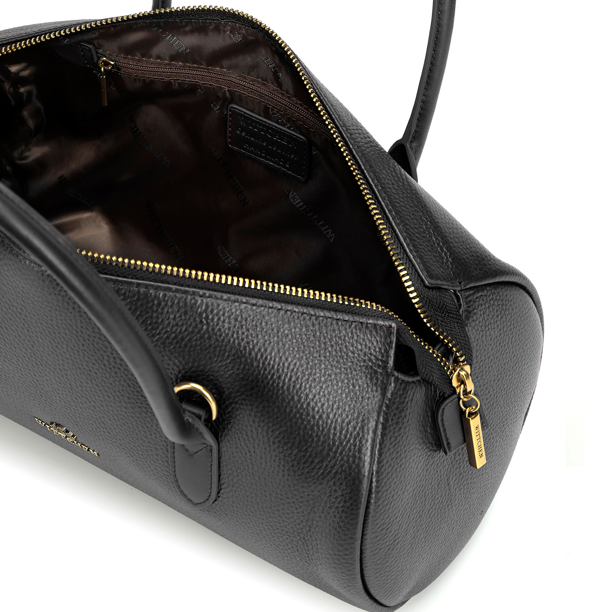 Čierna dámska crossbody kabelka Wittchen z prírodnej kože s retiazkovým detailom, Vyberte variant čierna