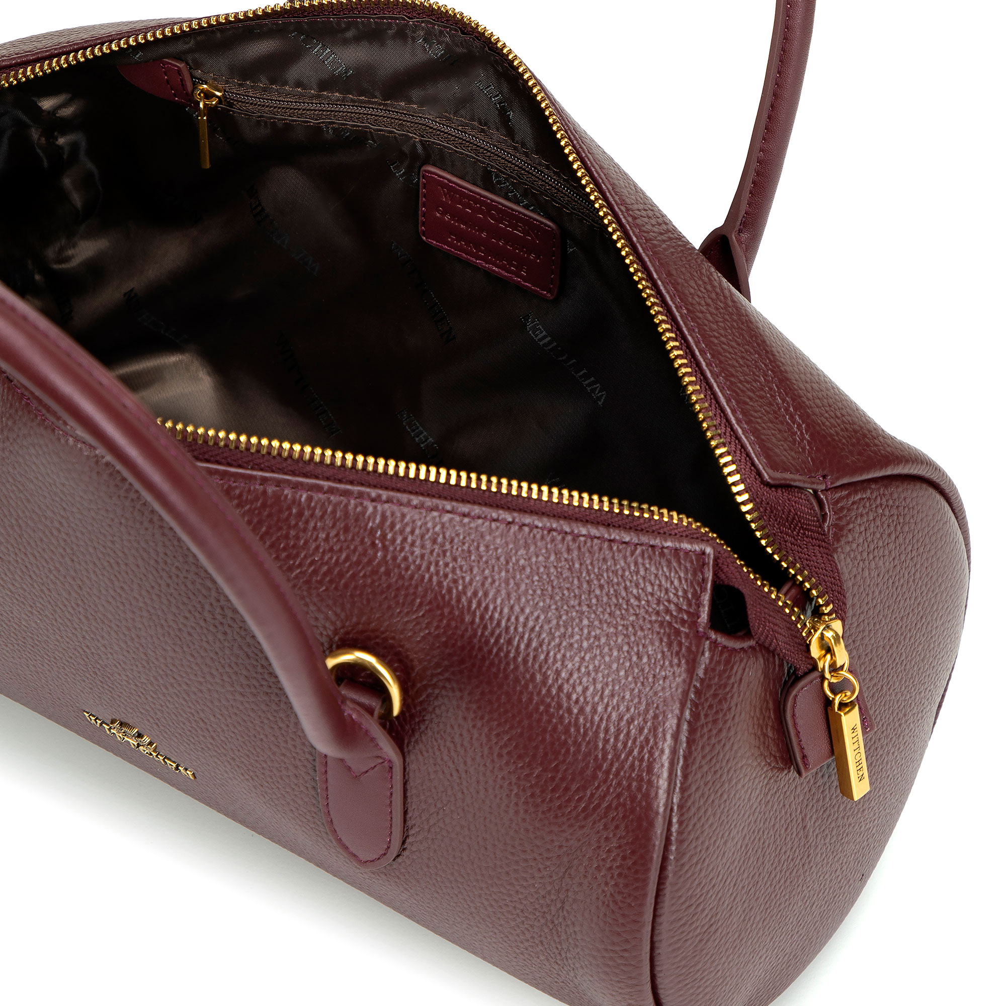 Bordová dámska crossbody kabelka Wittchen z prírodnej kože s retiazkovým detailom, Vyberte variant bordová