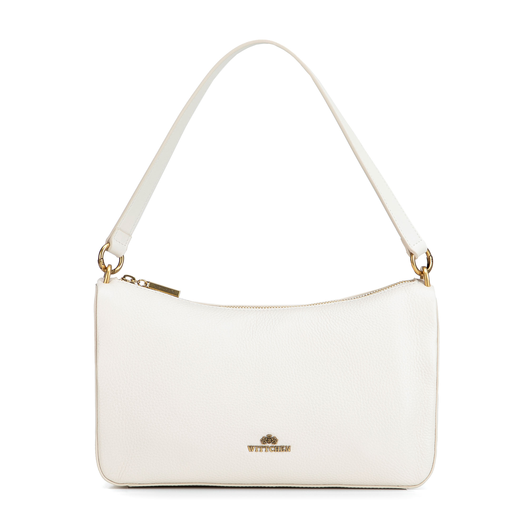 Smotanová dámska crossbody kabelka Wittchen z prírodnej kože s elegantným vzhľadom, Vyberte variant ecru