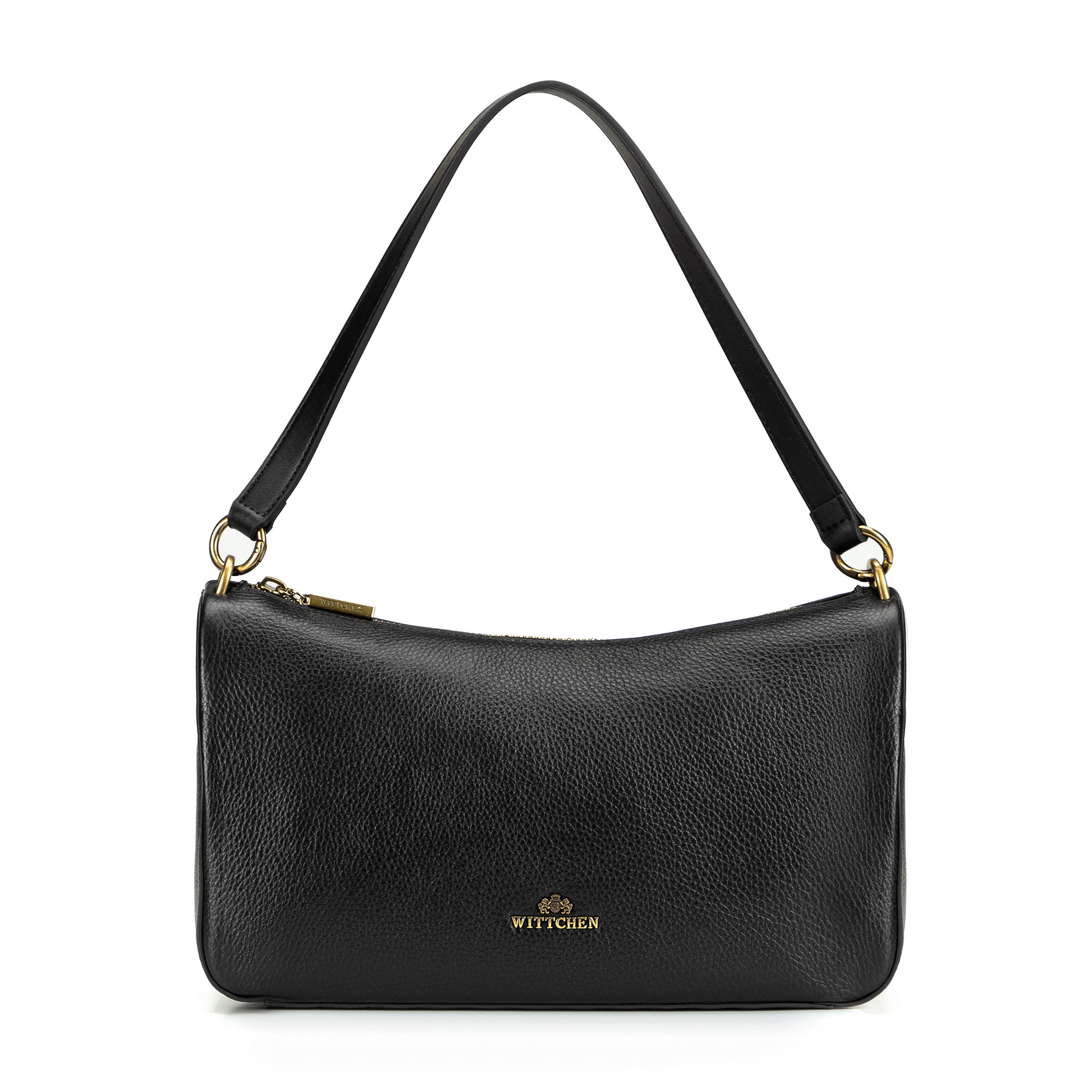 Čierna dámska crossbody kabelka Wittchen z prírodnej kože s čistým dizajnom, Vyberte variant čierna