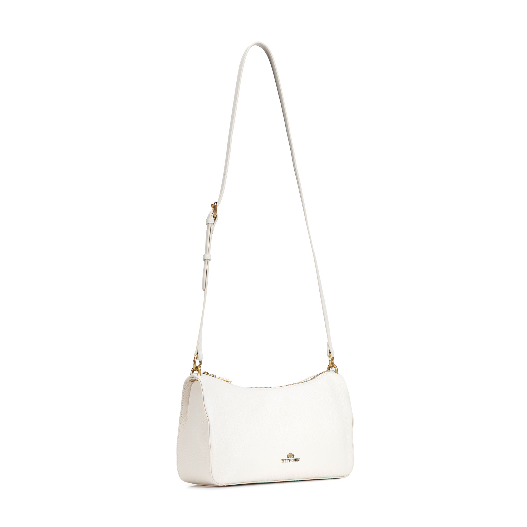 Smotanová dámska crossbody kabelka Wittchen z prírodnej kože s elegantným vzhľadom, Vyberte variant ecru