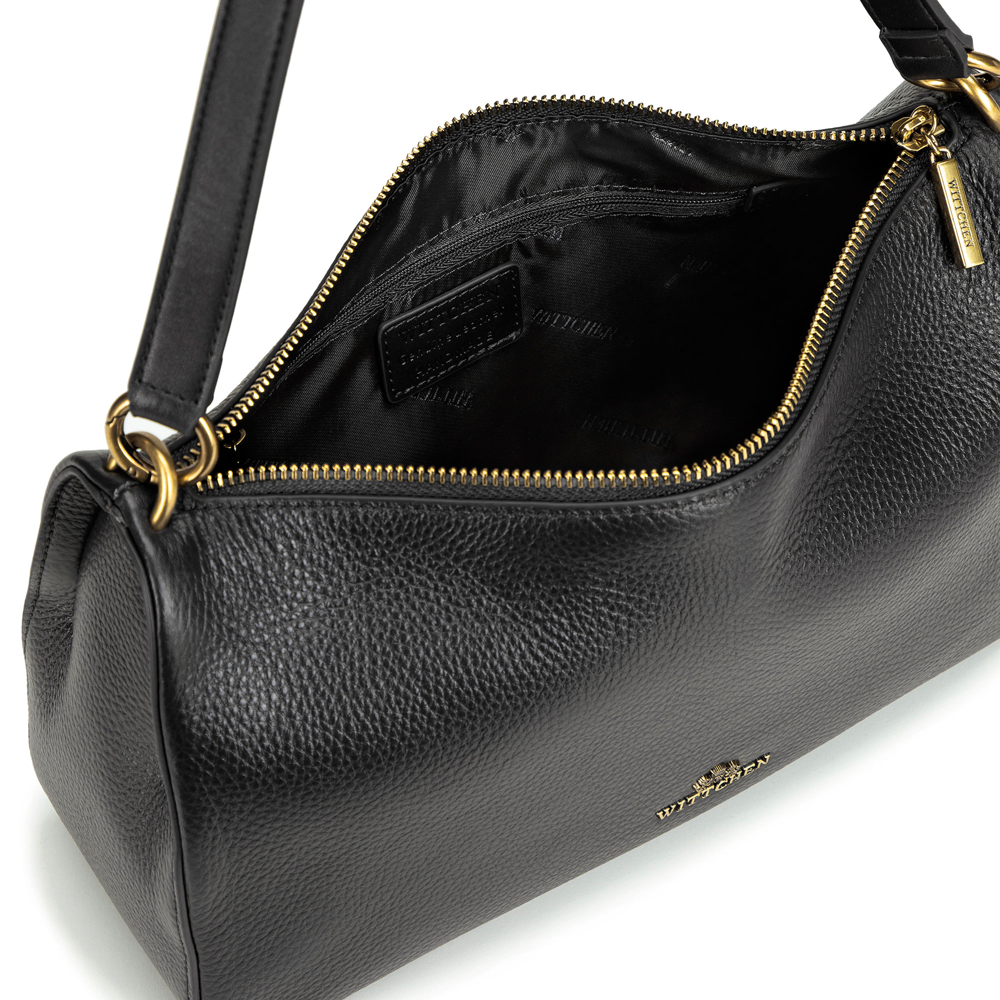 Čierna dámska crossbody kabelka Wittchen z prírodnej kože s čistým dizajnom, Vyberte variant čierna