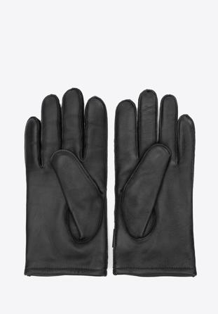 Męskie rękawiczki skórzane z przeszyciami i zapięciem na zatrzask, czarny, 44-6A-005-1-M, Zdjęcie 1