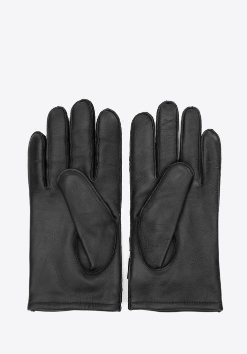Męskie rękawiczki skórzane z przeszyciami i zapięciem na zatrzask, czarny, 44-6A-005-1-S, Zdjęcie 2