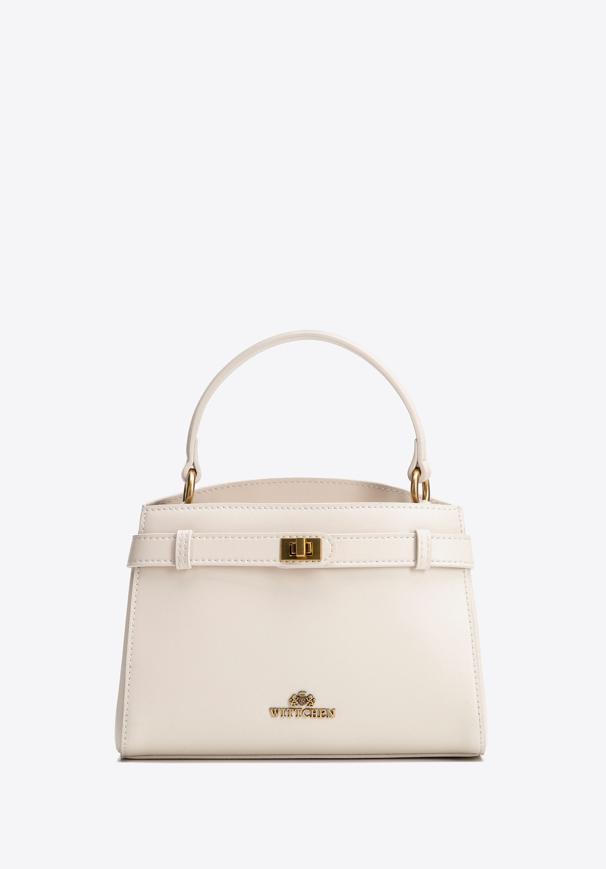 Leather mini tote bag, cream, 102-4E-614-0, Photo 1