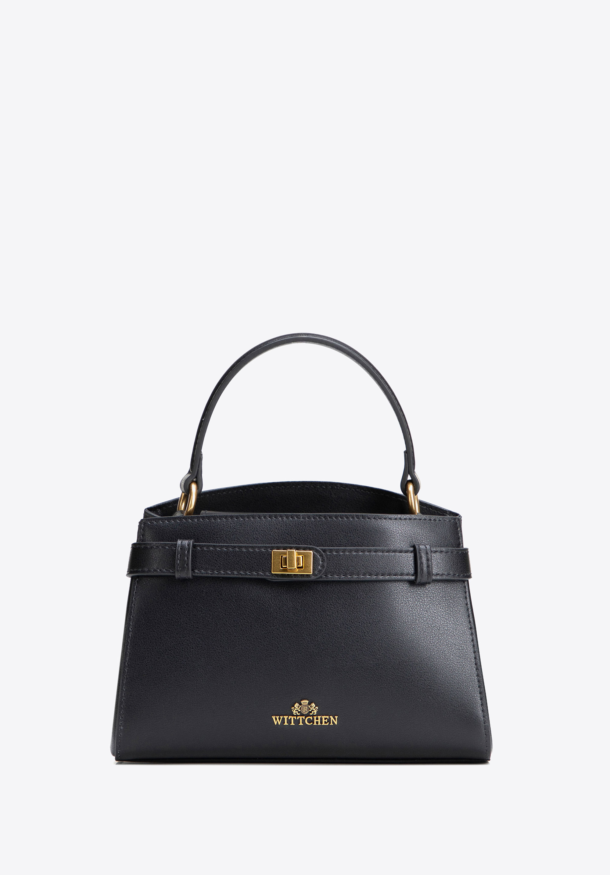 Leather mini tote bag, black, 102-4E-614-1, Photo 1