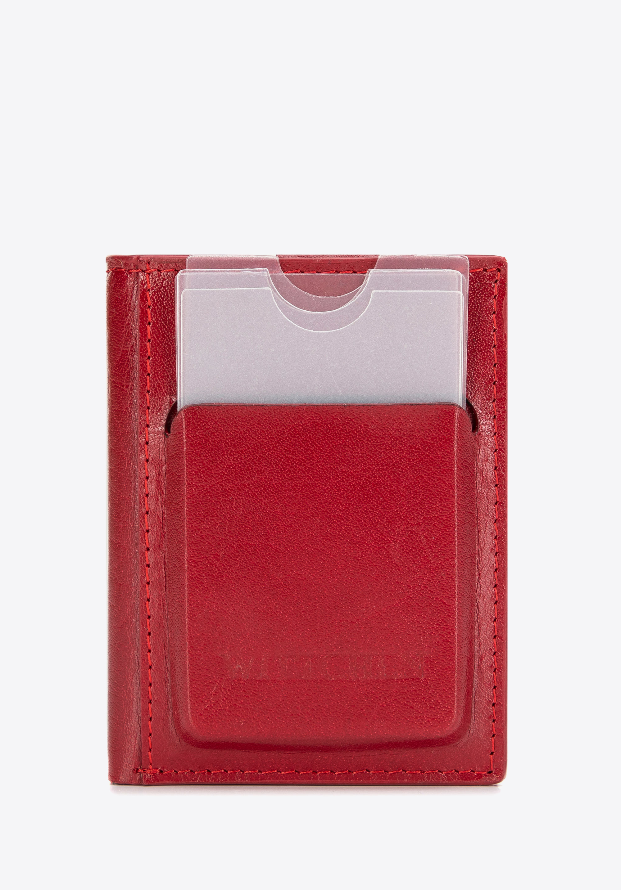 Skórzany portfel z etui na karty unisex, czerwony, 26-2-092-3, Zdjęcie 1