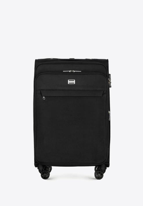 Średnia walizka miękka jednokolorowa, czarny, 56-3S-652-3, Zdjęcie 1