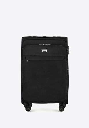 Średnia walizka miękka jednokolorowa czarna