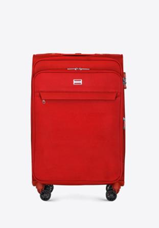 Średnia walizka miękka jednokolorowa, czerwony, 56-3S-652-3, Zdjęcie 1