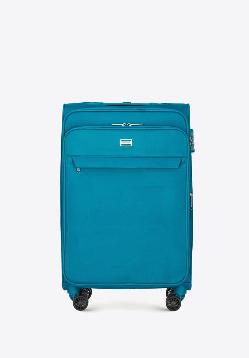 Średnia walizka miękka jednokolorowa, turkusowy, 56-3S-652-3, Zdjęcie 1