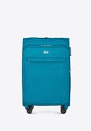 Średnia walizka miękka jednokolorowa, turkusowy, 56-3S-652-9, Zdjęcie 1