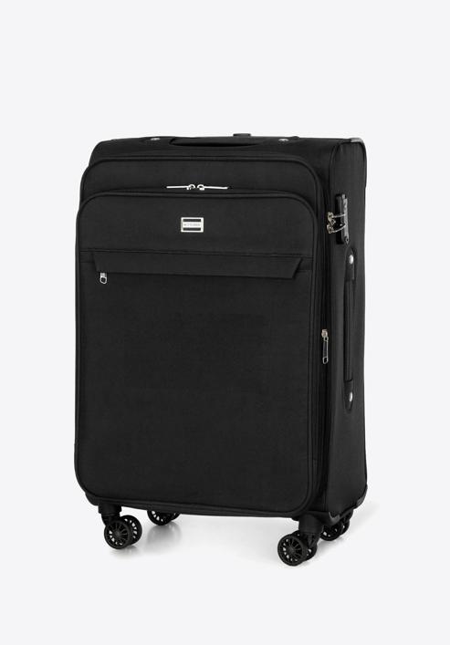Średnia walizka miękka jednokolorowa, czarny, 56-3S-652-3, Zdjęcie 4