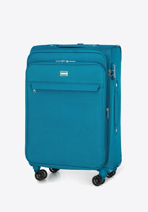 Średnia walizka miękka jednokolorowa, turkusowy, 56-3S-652-1, Zdjęcie 4