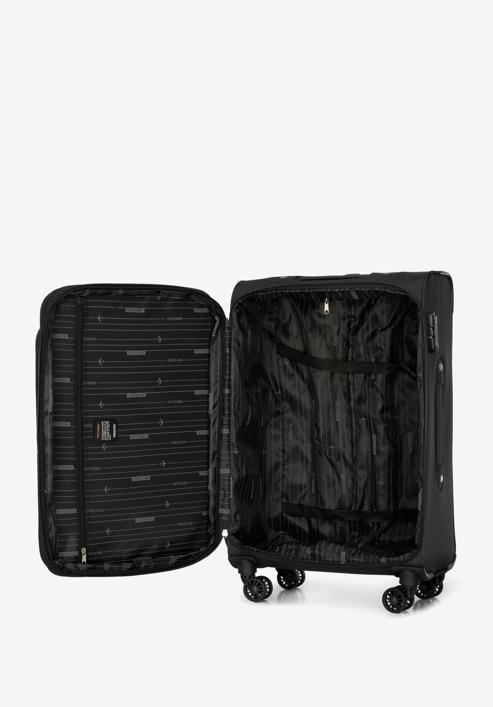 Średnia walizka miękka jednokolorowa, czarny, 56-3S-652-3, Zdjęcie 5