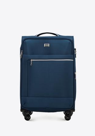 Medium-sized soft shell suitcase, navy blue, 56-3S-852-90, Photo 1