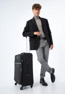 Średnia walizka miękka z błyszczącym suwakiem z przodu, czarny, 56-3S-852-35, Zdjęcie 15