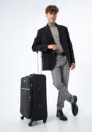Średnia walizka miękka z błyszczącym suwakiem z przodu, czarny, 56-3S-852-80, Zdjęcie 15