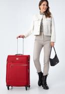Średnia walizka miękka z błyszczącym suwakiem z przodu, czerwony, 56-3S-852-90, Zdjęcie 15