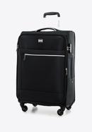 Średnia walizka miękka z błyszczącym suwakiem z przodu, czarny, 56-3S-852-35, Zdjęcie 4