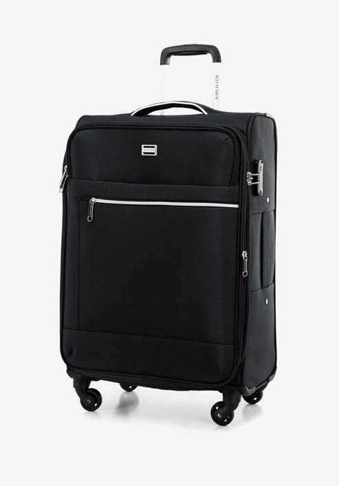 Zestaw walizek miękkich z błyszczącym suwakiem z przodu, czarny, 56-3S-85S-86, Zdjęcie 5