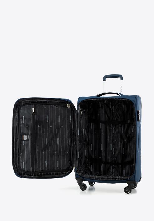 Średnia walizka miękka z błyszczącym suwakiem z przodu, granatowy, 56-3S-852-10, Zdjęcie 5