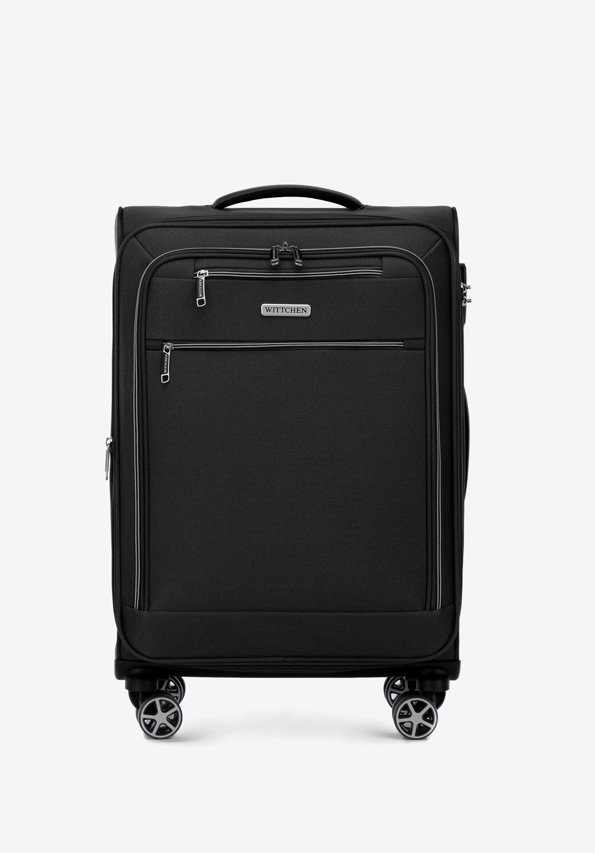 Średnia walizka miękka z poliestru, czarny, 56-3S-172-10, Zdjęcie 1