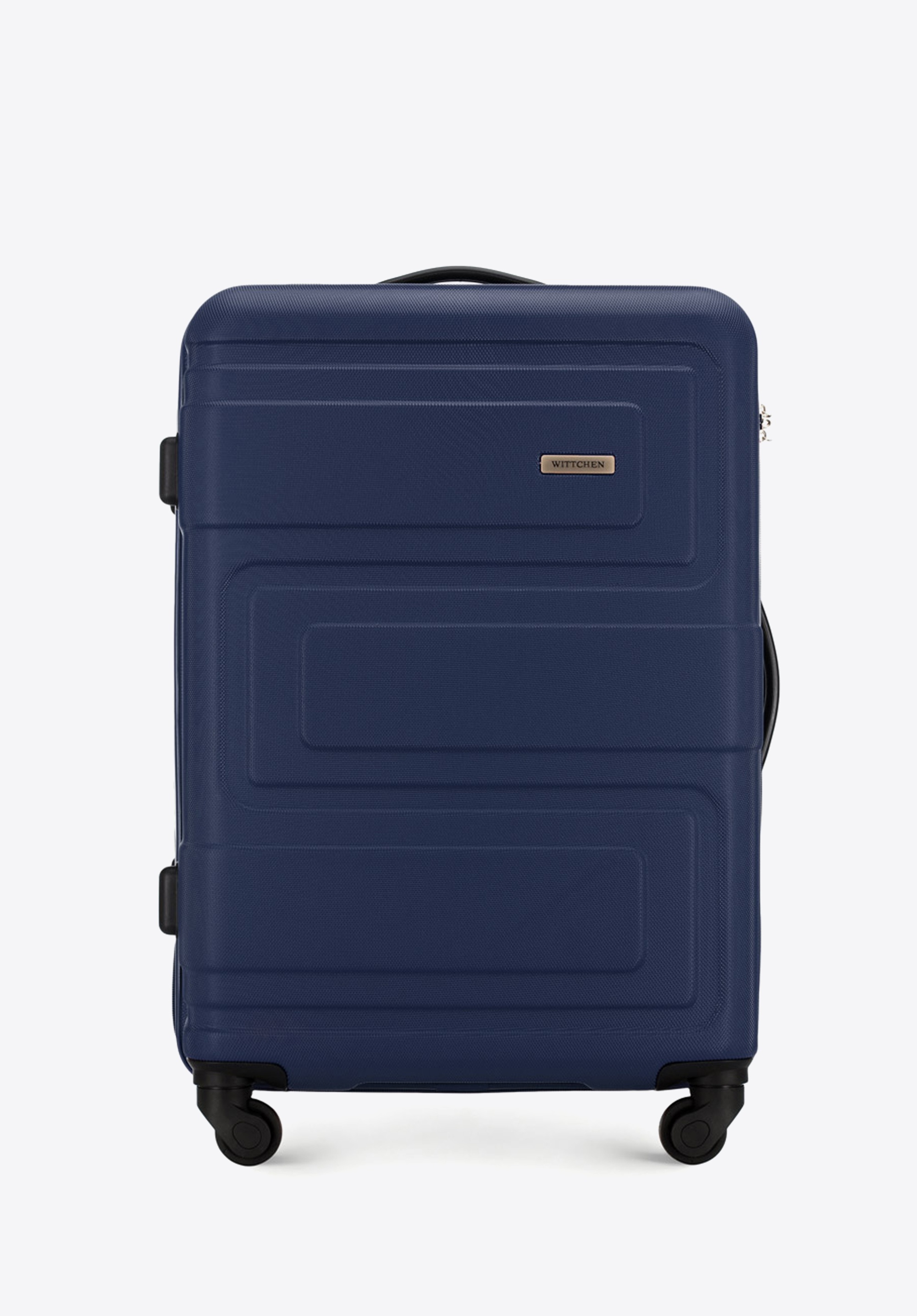 Średnia walizka z ABS-u tłoczona, granatowy, 56-3A-632-90, Zdjęcie 1