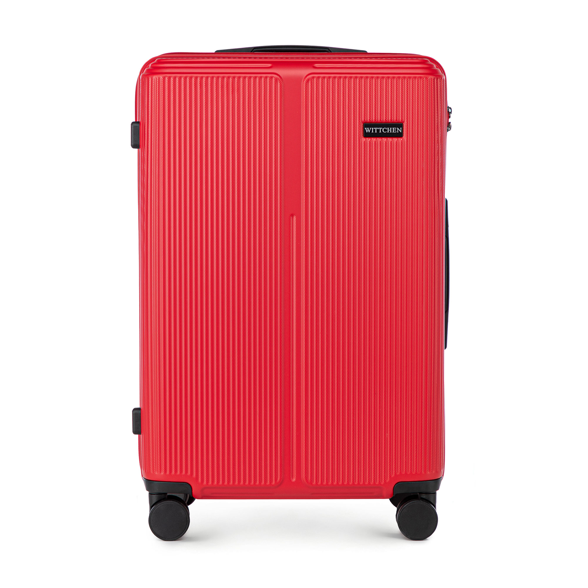Stredný kufor z ABS s jemnými pruhmi, červený 56-3A-602-30
