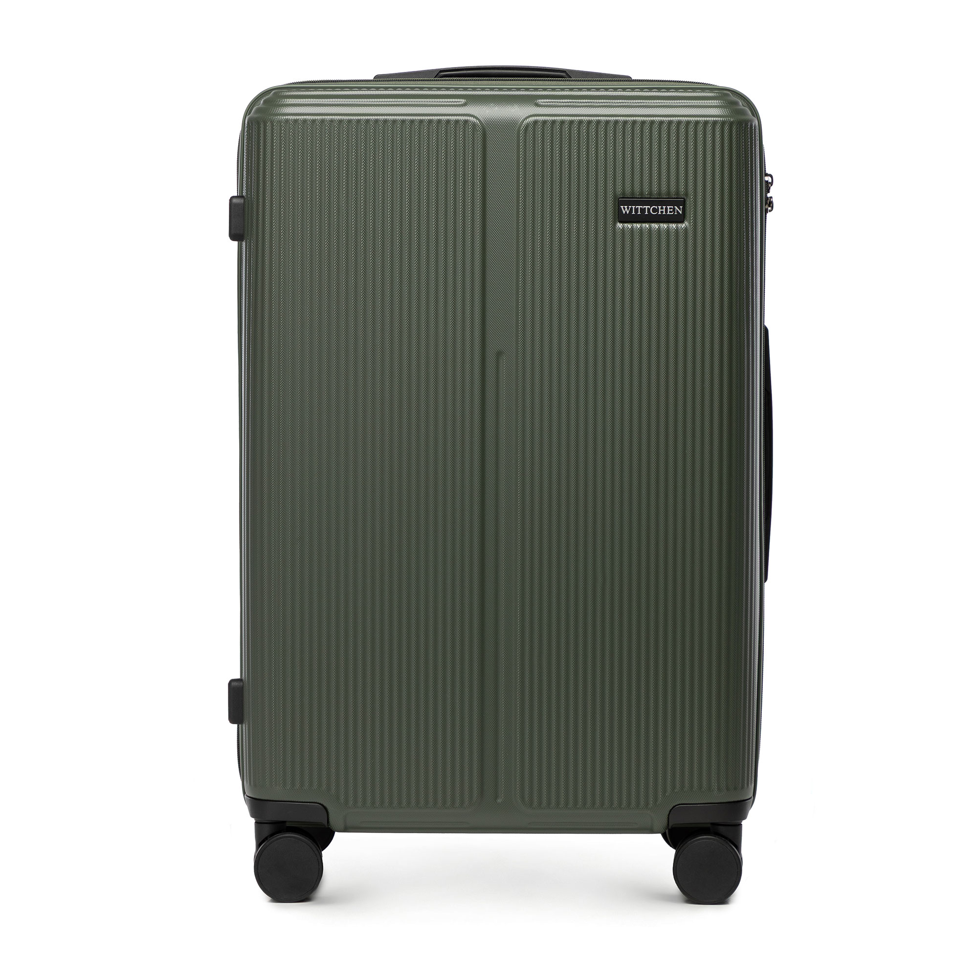 Stredný kufor z ABS s jemnými khaki pruhmi 56-3A-602-85