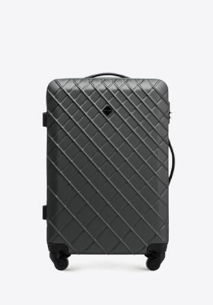 Åšrednia walizka z ABS-u w ukoÅ›nÄ… kratkÄ™, stalowo-czarny, 56-3A-552-11, ZdjÄ™cie 1