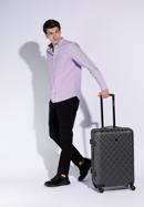 Średnia walizka z ABS-u w ukośną kratkę, stalowo-czarny, 56-3A-552-31, Zdjęcie 15