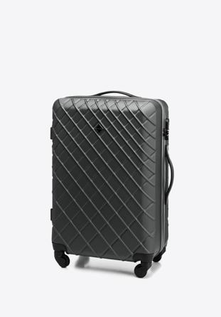 Åšrednia walizka z ABS-u w ukoÅ›nÄ… kratkÄ™, stalowo-czarny, 56-3A-552-11, ZdjÄ™cie 1